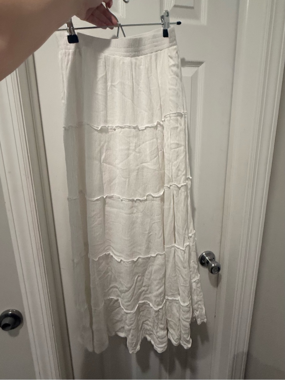 Pull&Bear Cream Tiered Maxi Skirt